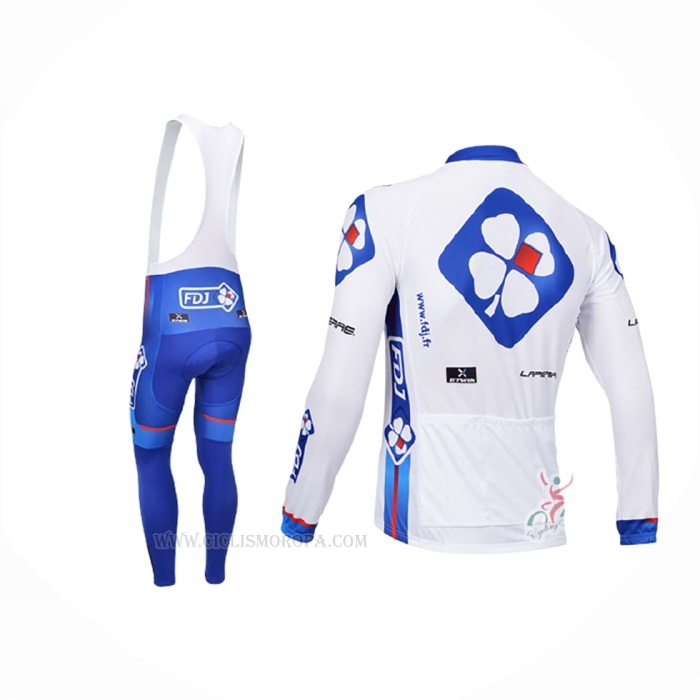 2013 Ropa Ciclismo FDJ Blanco Azur Mangas Largas y Culotte Lunga